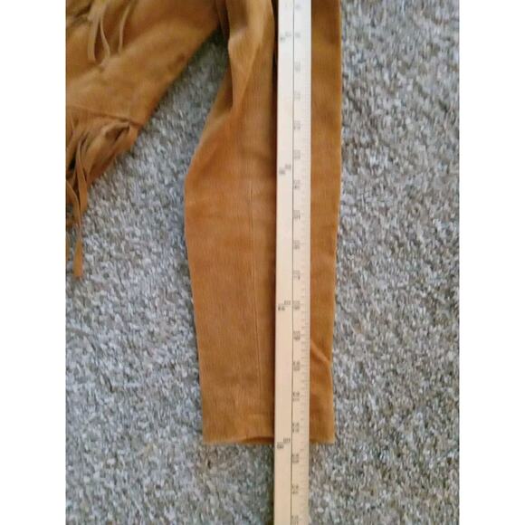FOREVER 21 Fringe Pigskin Leather Suede Snap Cropped Brown Jacket Womens Small - Picture 9 of 12